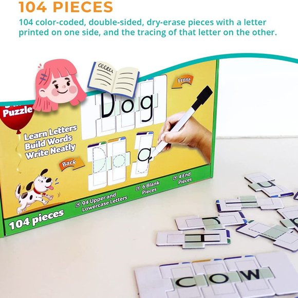 Word Builder Dry Erase Puzzle-3-In-1- Learn, Build, Write - Picture 4 of 8